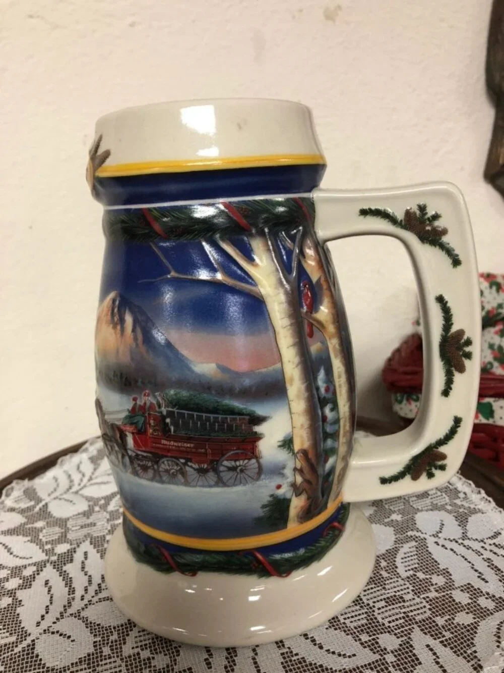 Budweiser Christmas Stein 2000 Vintage Beer Mug Holiday Decor